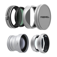 ###silver lens hood with cpl/ gmist, telephoto, macro / wide angle for fuji X100 series