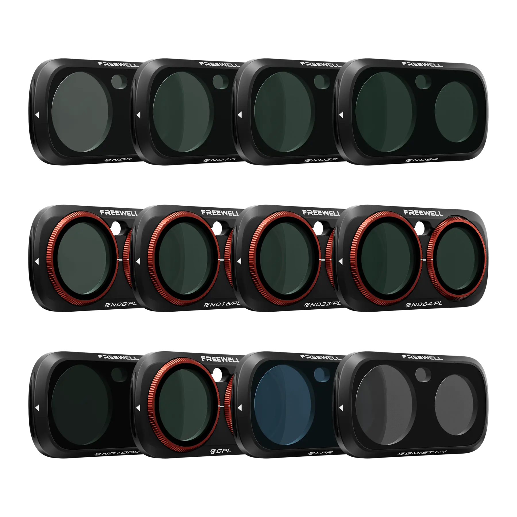 All 12 Freewell filters in the Insta360 Luna Ultra Mega Pack