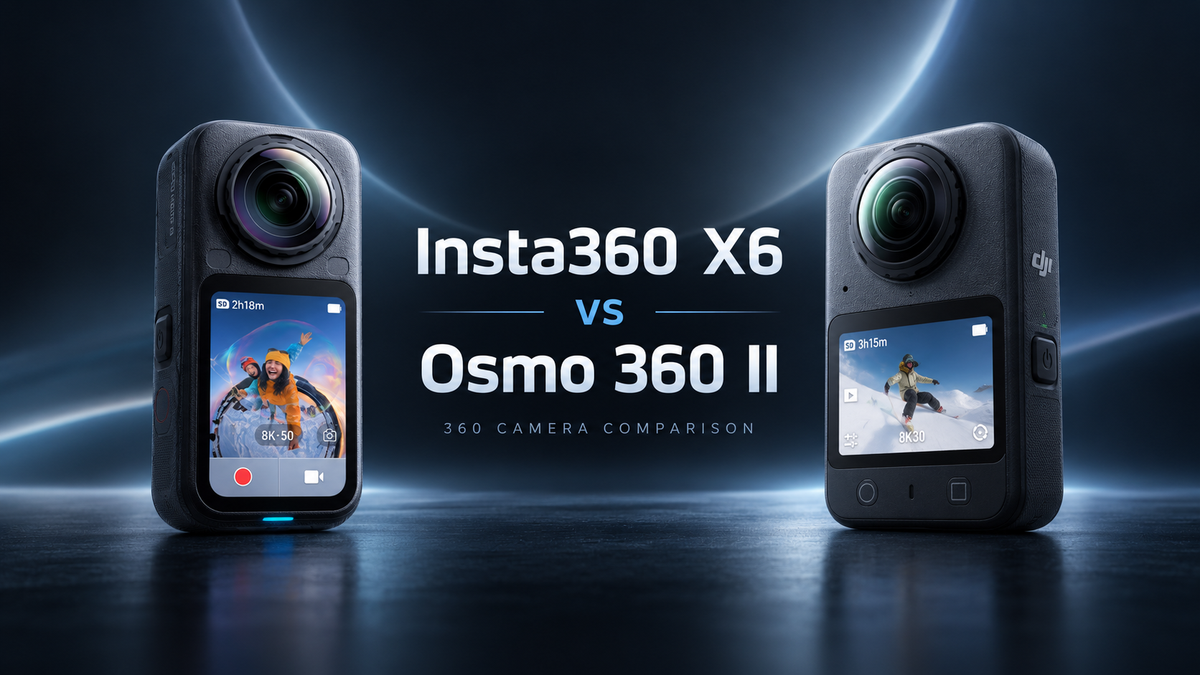 Insta360 X6 vs DJI Osmo 360 II 360 camera comparison.