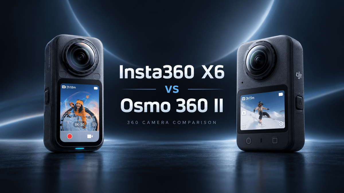 Insta360 X6 vs DJI Osmo 360 II 360 camera comparison.