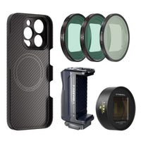 Gold 1.33x anamorphic lens for freewell with iPhone 16 pro case, Magnetic filters VND, CPL, Snow mist, Bluetooth Grip Kit by Freewell