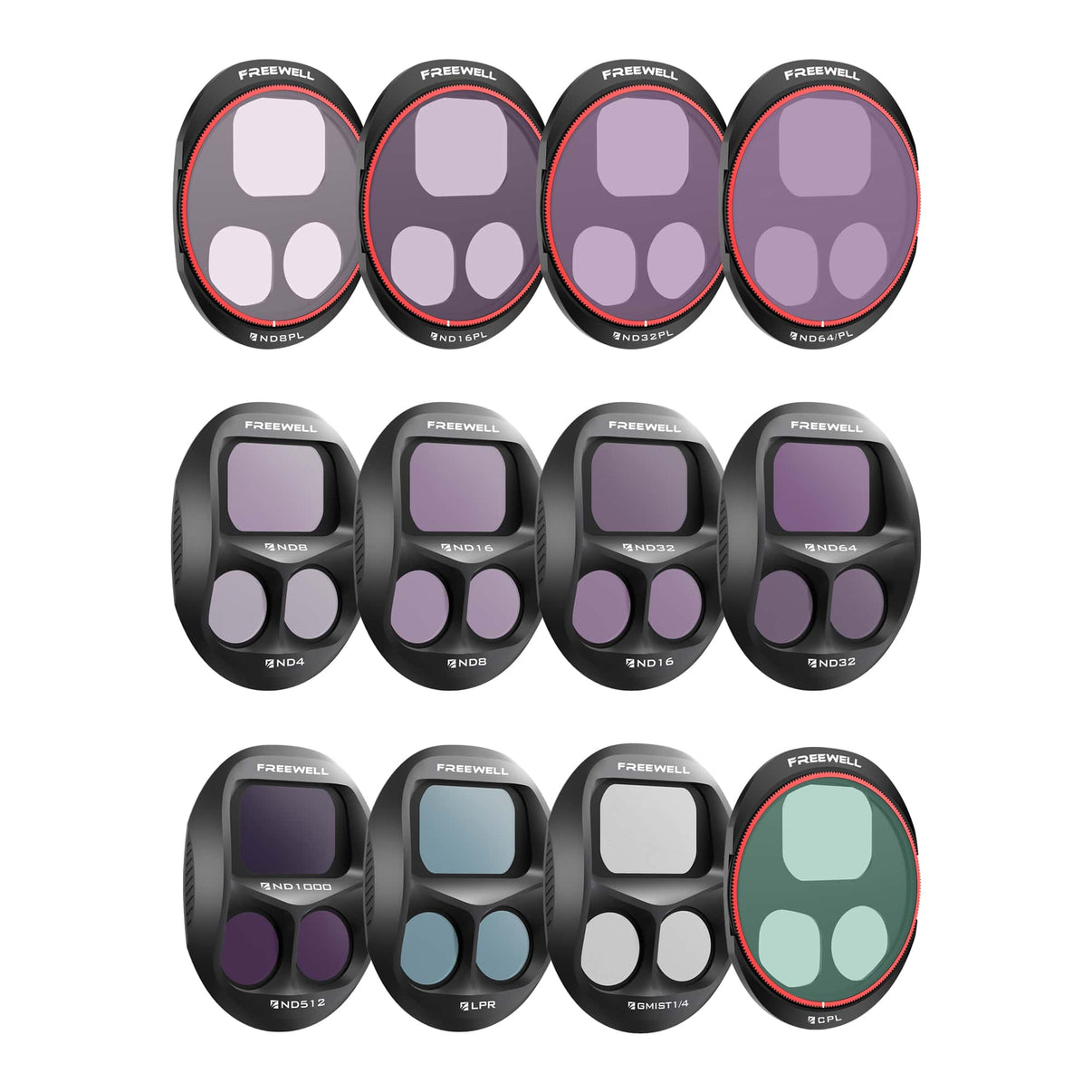DJI Mavic 4 Pro Filter Kit by Freewell: ND & ND/PL for light control, Glow Mist for soft highlights, CPL reduces reflections, LPR cuts haze for stunning aerial shots.
