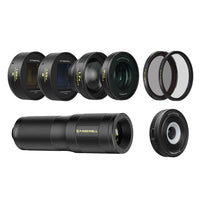 Freewell 1.55X Pro Filmmaker Lens Kit with filters including anamorphic lens, wide angle, macro, telephoto, glow mist and VND/CPL filters.