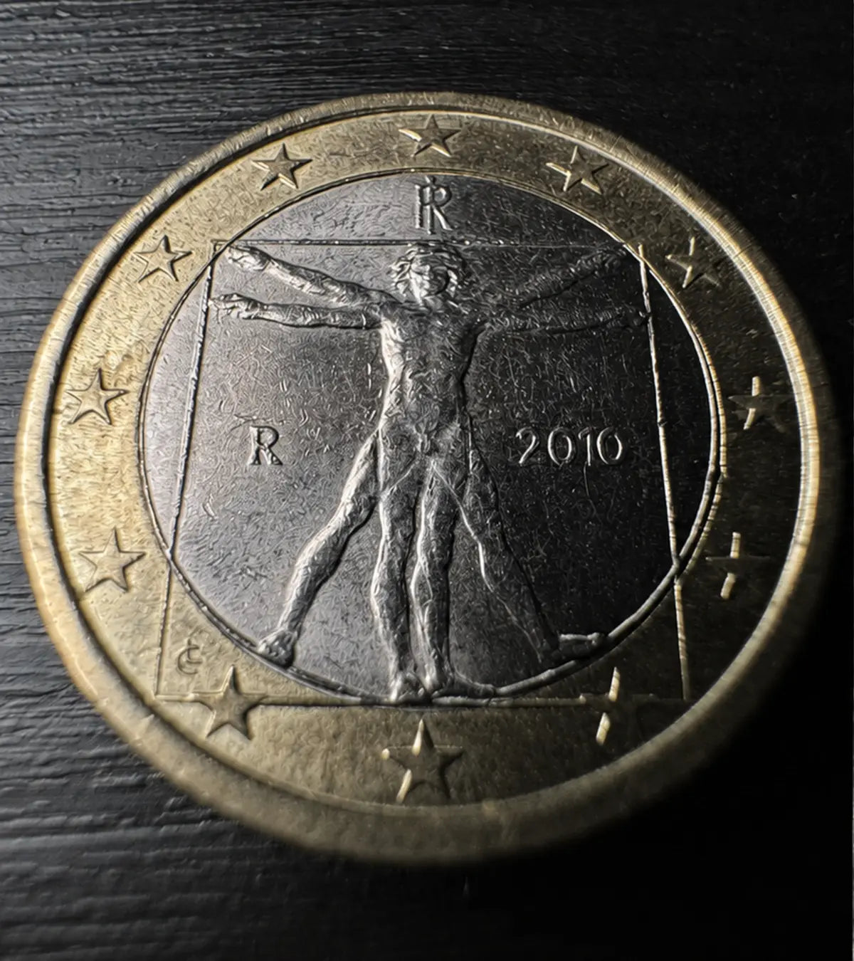 A coin photographed with an iPhone camera