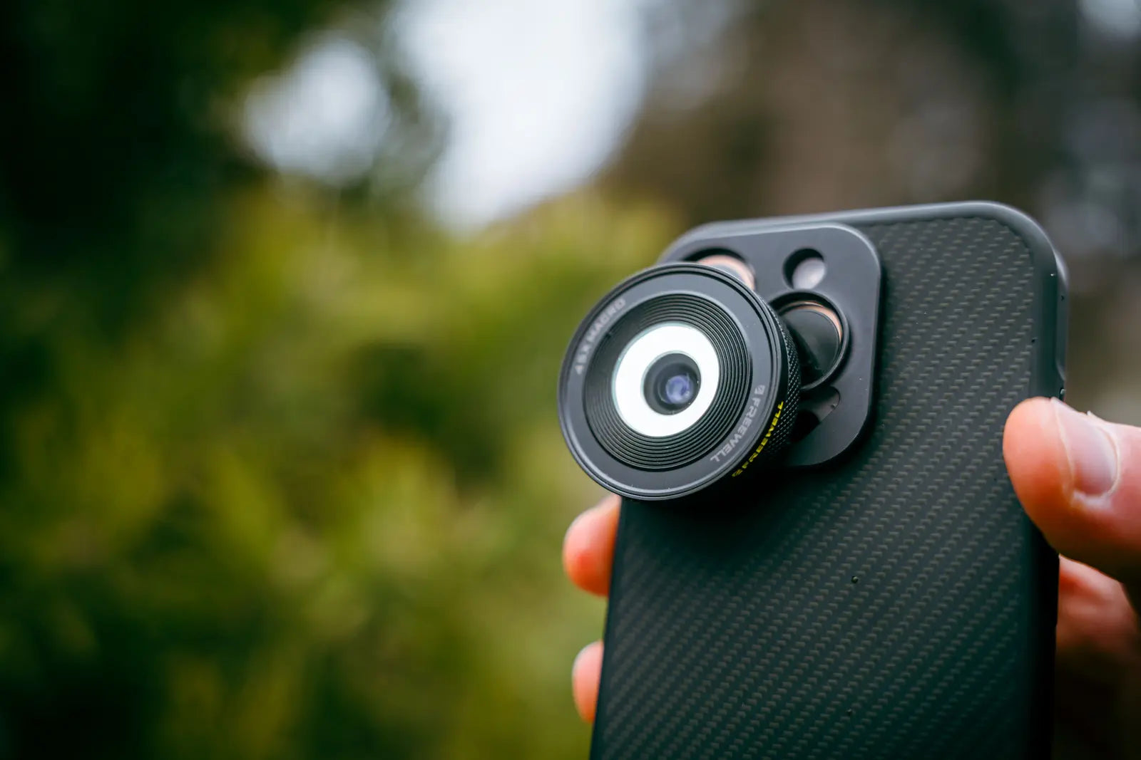Freewell 45X Macro Lens mounted on a compatible 17mm smartphone case