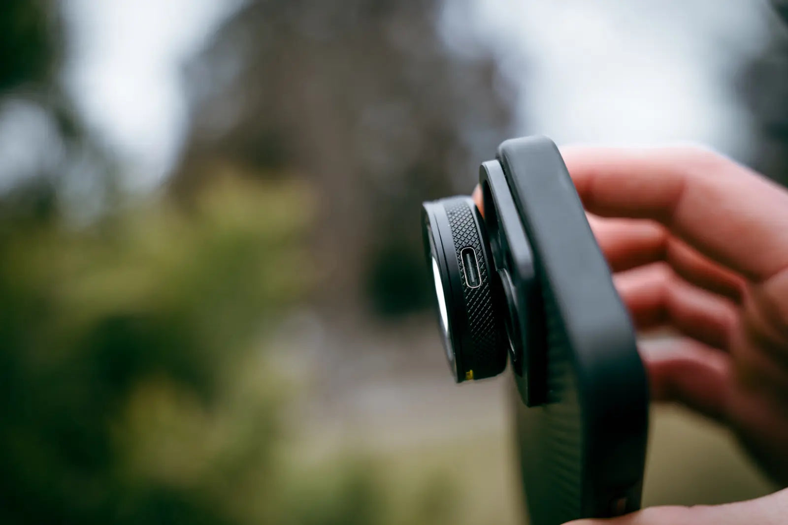 Side profile showing the slim 45X Macro Lens mounted to a smartphone