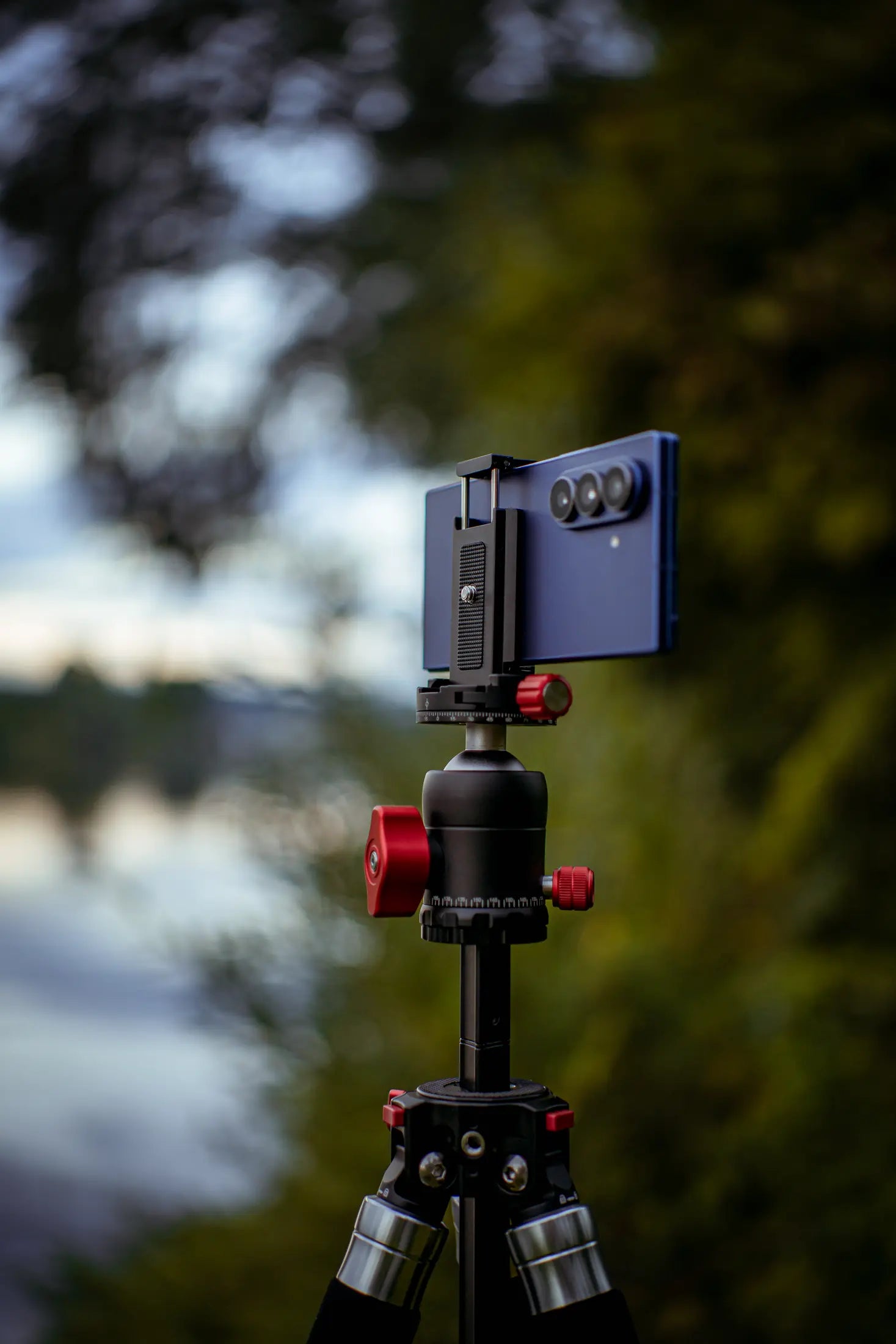 Smartphone mounted on the Freewell Real Multi Tripod