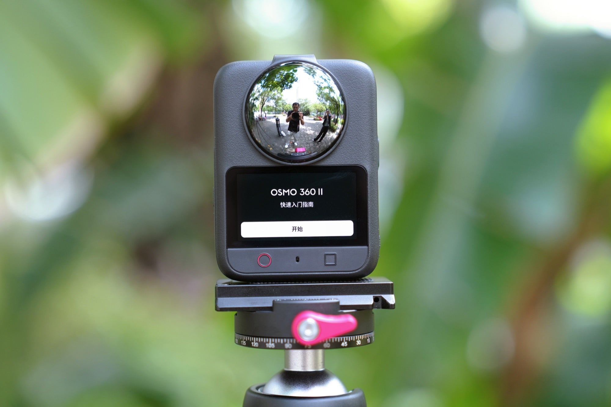 Close-up of the curved lens on DJI Osmo 360 II