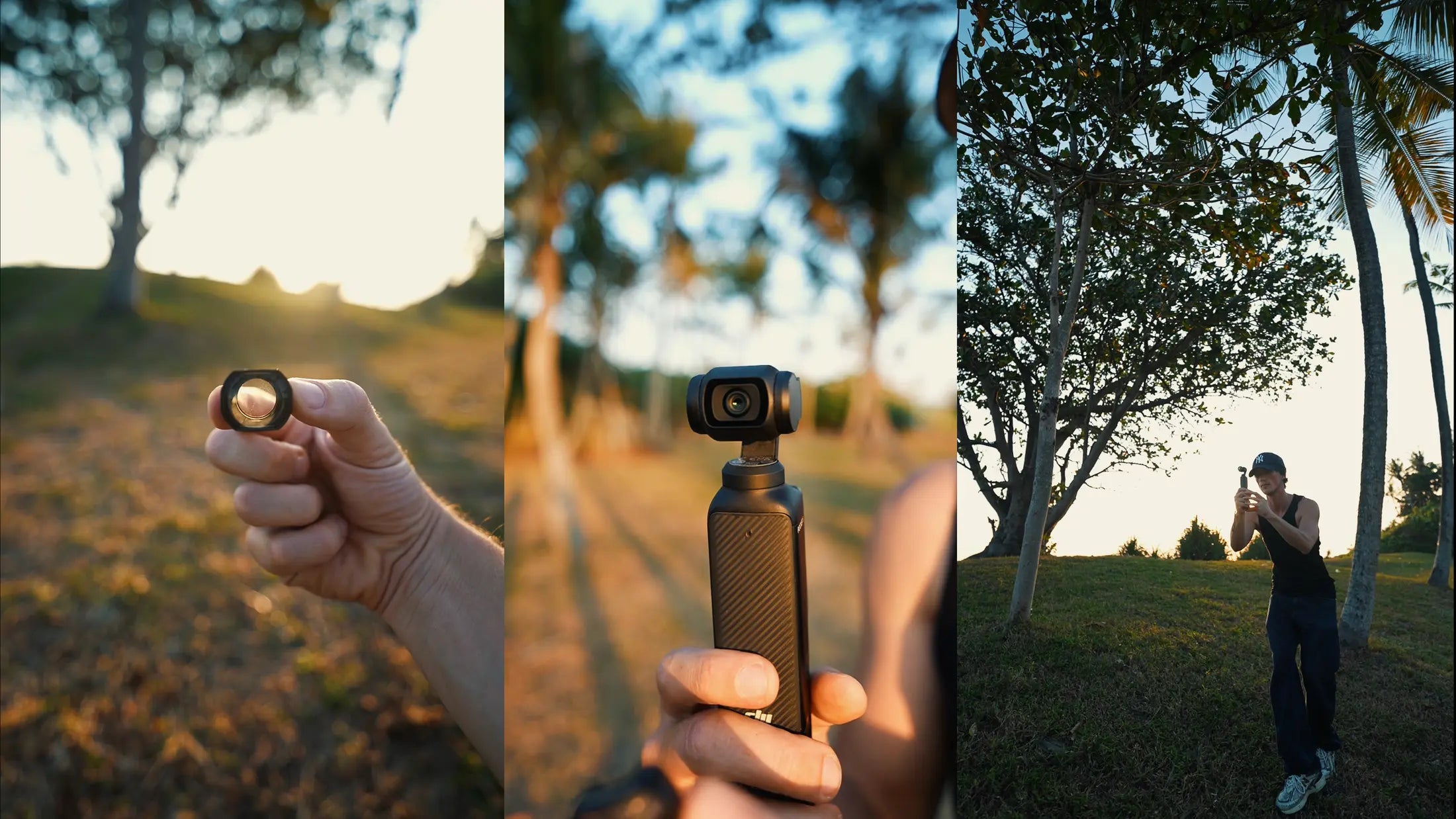 Freewell 2x telephoto lens shown with a DJI Osmo Pocket camera