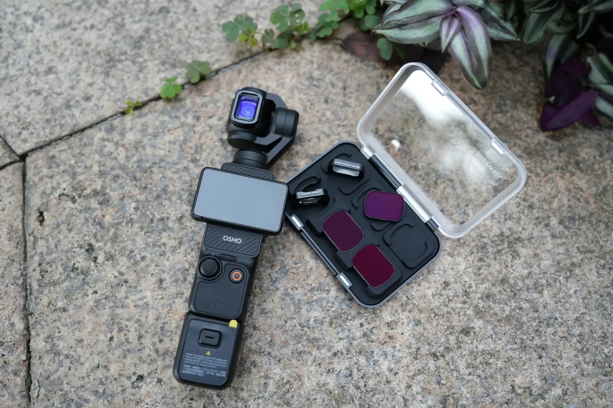 Complete Freewell creative lens kit arranged beside DJI Osmo Pocket