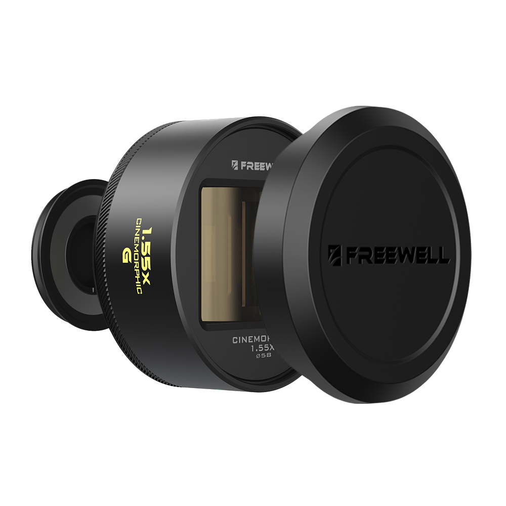 Gold 1.55x anamorphic lens with magnetic caps