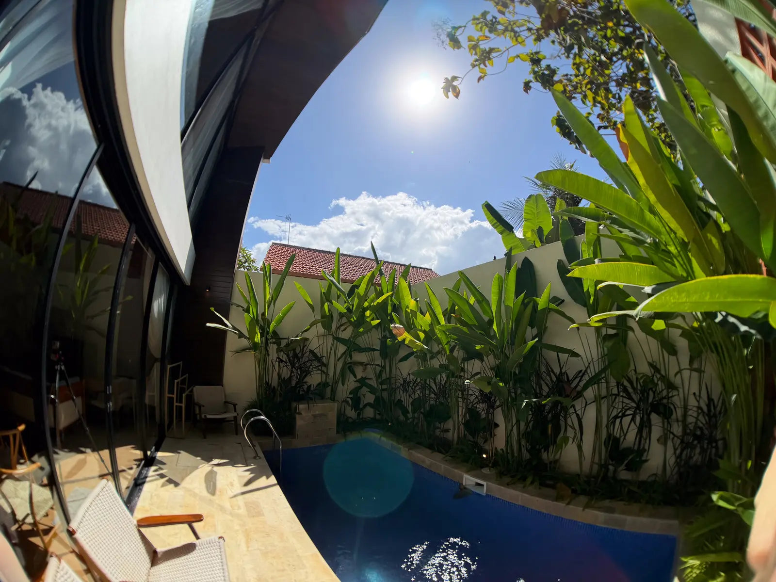 Pool and sky captured with the 8mm fisheye lens
