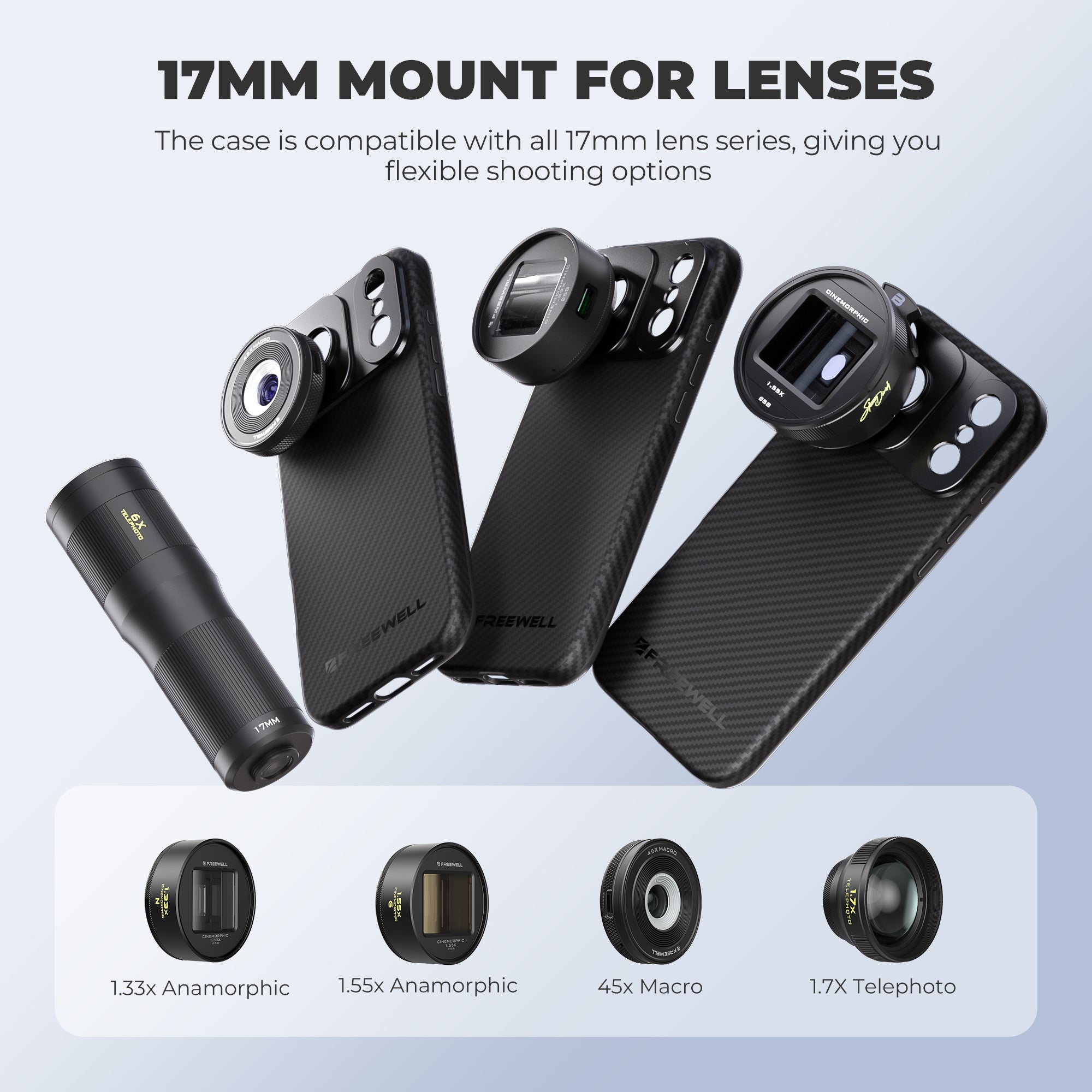 iPhone 17 Pro Max 用freewellケース iPhone 17 Pro Max Filmmaker Case | 17mm Lens Mount – Freewell Gear