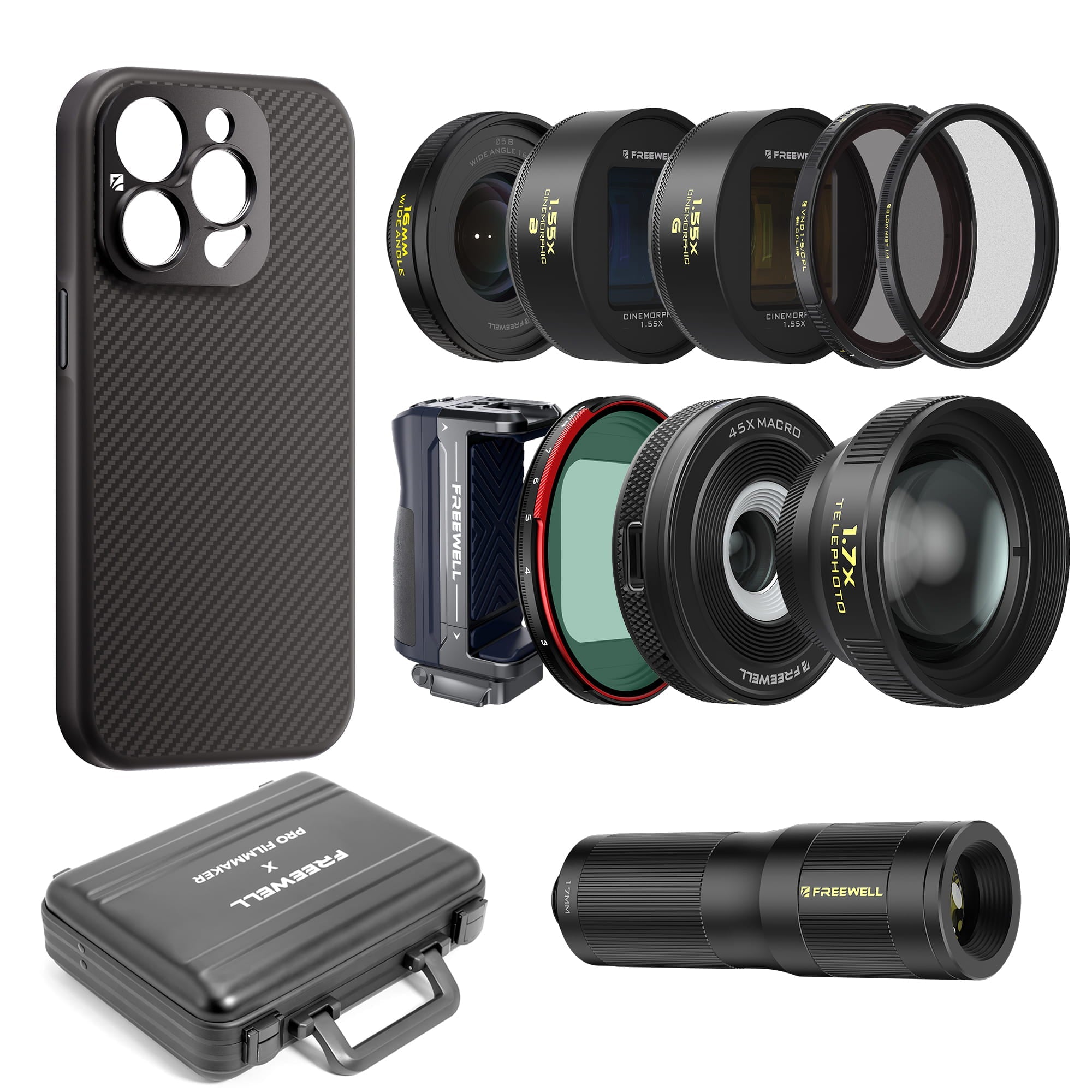 Best iPhone Lenses Filmmaker Pro Kit ND, CPL, Grip iPhone 17 Pro / 1.33x Anamorphic