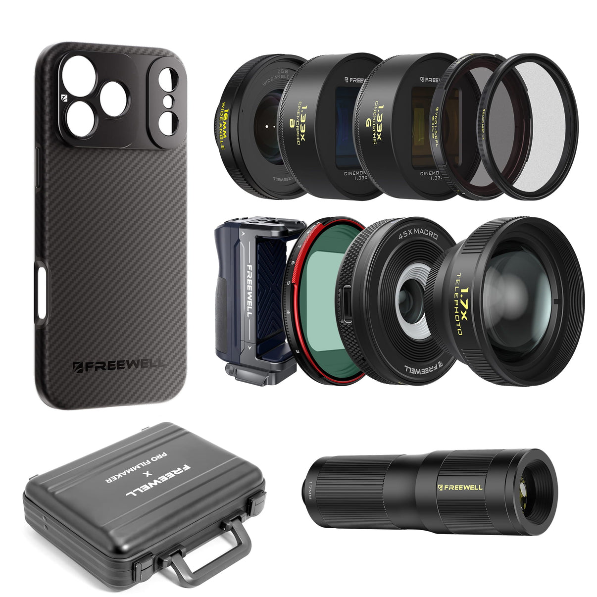 Best iPhone Lenses Filmmaker Pro Kit ND, CPL, Grip iPhone 17 Pro / 1.33x Anamorphic