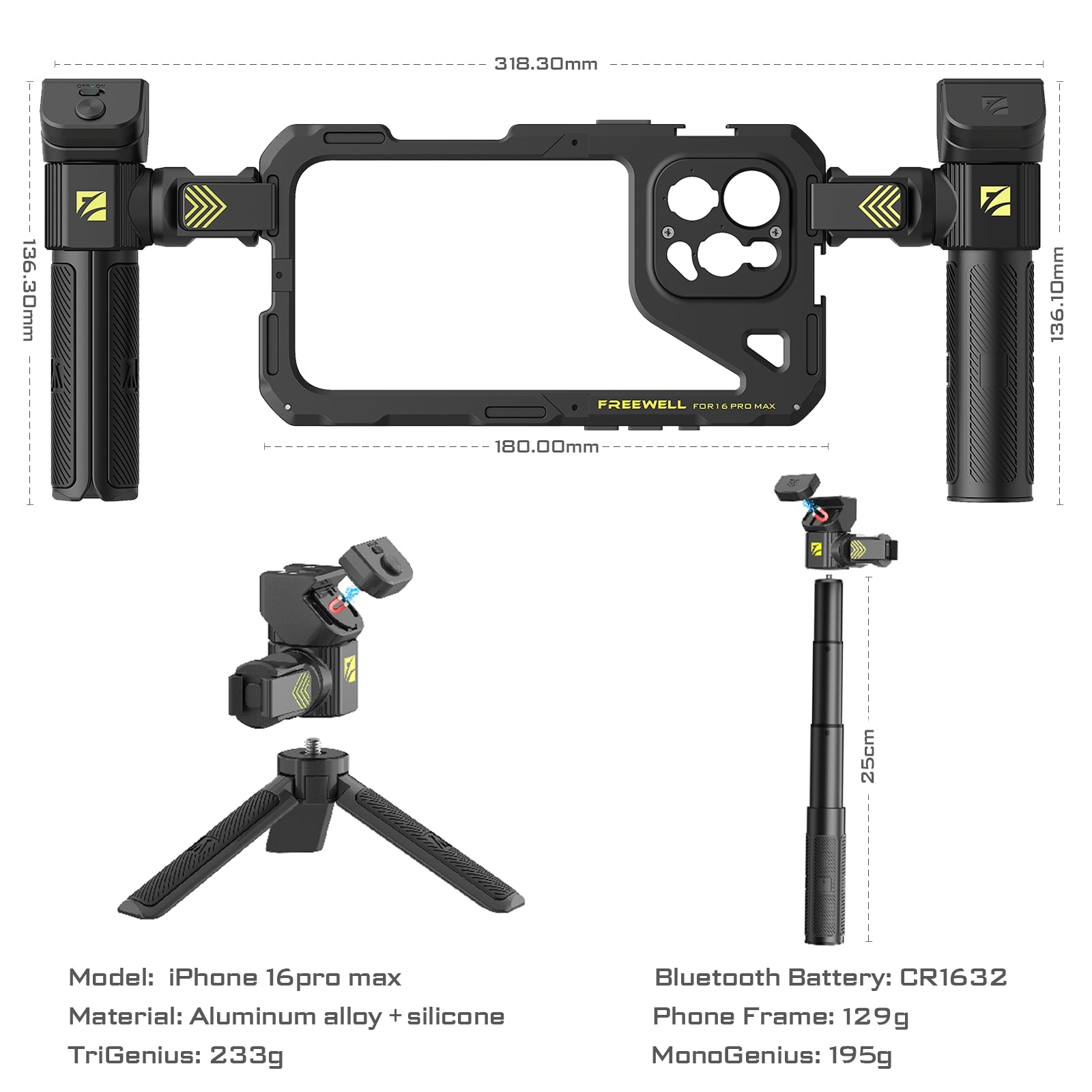 Freewell Cage Genius Rig Multifonctionnelle Sans Outil Pour Smartphone - Installation Rapide, Poignées Pour Trépied Et Monopode, Télécommande Bluetooth Pour IPhone 15 Pro Max - 10