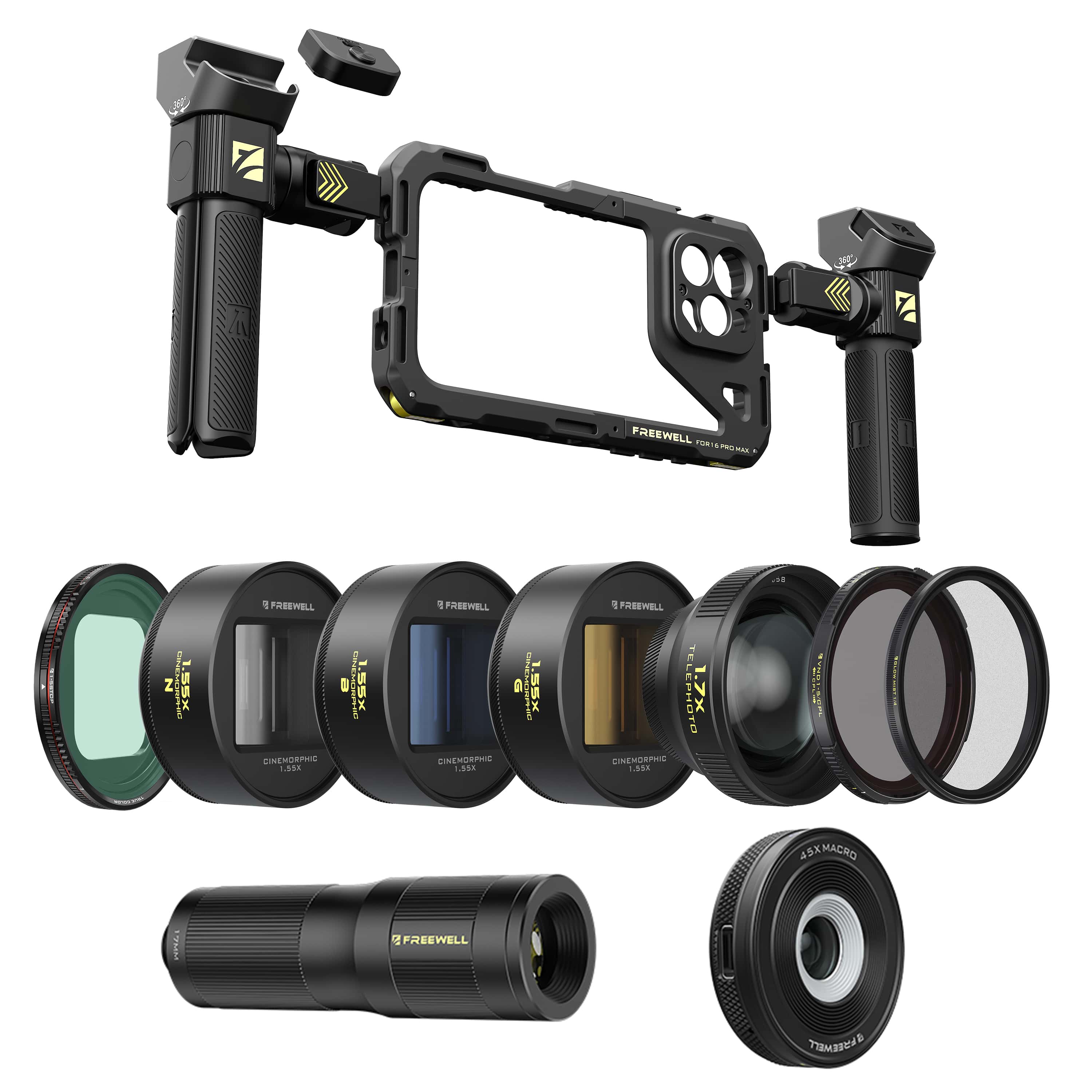Freewell Genius Rig Kit iPhone 16 Pro用美品 iPhone Genius Rig Kit: VND Filter, Tripod & Remote