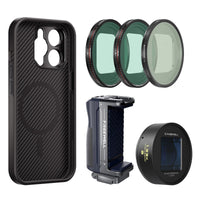 Blue 1.33x anamorphic lens for freewell with iPhone 14 pro max case, Magnetic filters VND, Snow Mist, CL, Bluetooth Grip Kit by Freewell