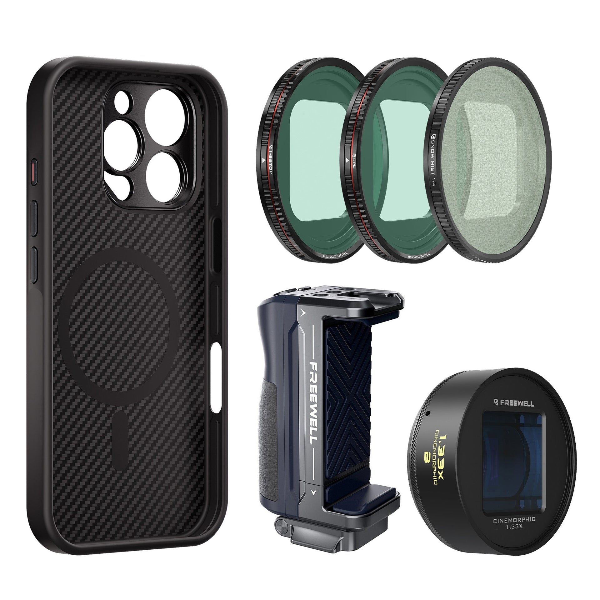 iPhone Pro Filmmaker Mega Kit – VND1-5, Anamorphic Lens – Freewell 