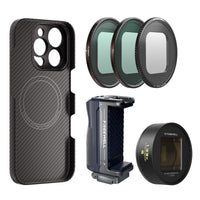 Gold 1.33x anamorphic lens for freewell with iPhone 16 pro max case, Magnetic filters VND, CPL, Snow mist, Bluetooth Grip Kit