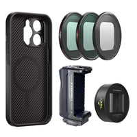 Neutral 1.33x anamorphic lens for freewell with iPhone 13 pro max case, Magnetic filters VND, Snow Mist, CL, Bluetooth Grip Kit by Freewell