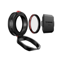 Freewell Leica Q3 43 lens hood set with CPL & Glow Mist filter, NFC lens cap, and flipable design for easy filter swaps.