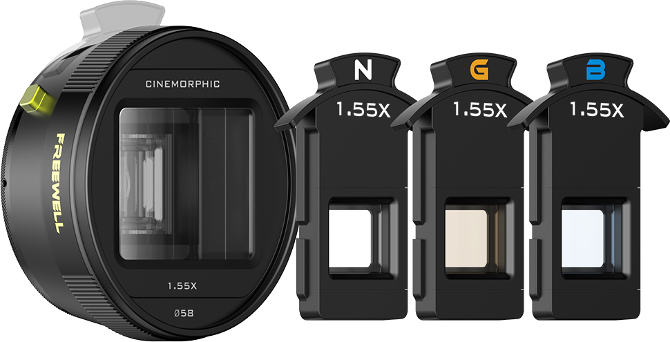 1.55x lens and interchangeable flare modules