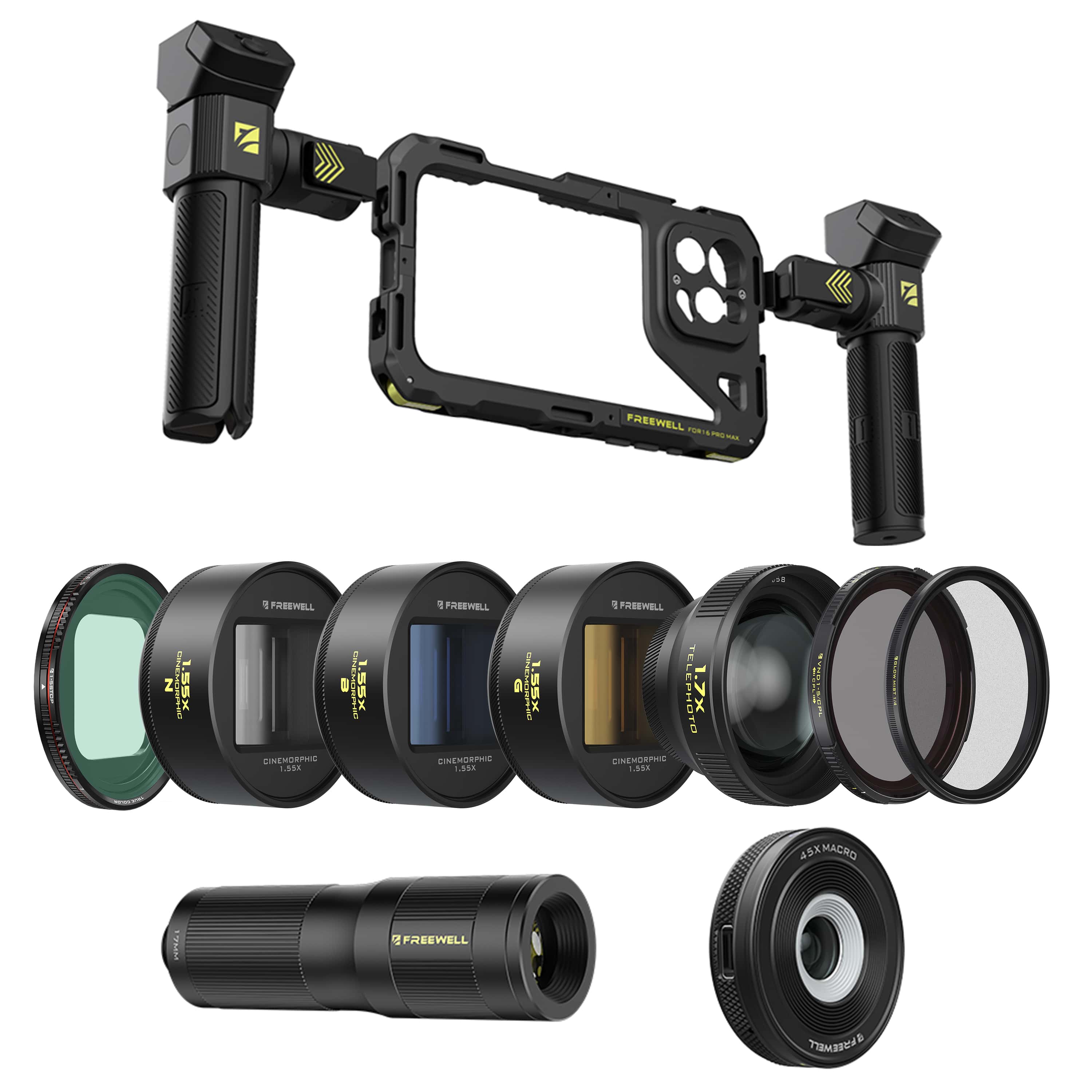 Freewell Genius Rig Kit iPhone 16 Pro用美品 iPhone Genius Rig Kit: VND Filter, Tripod & Remote