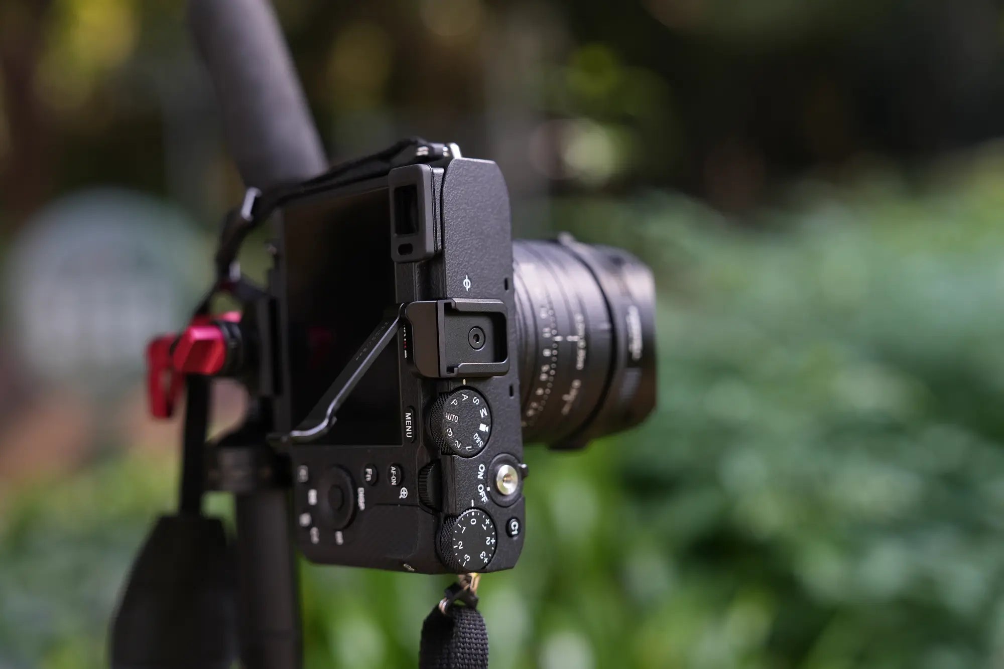 Sony RX1R III fitted with the Freewell thumb grip and a cold-shoe accessory